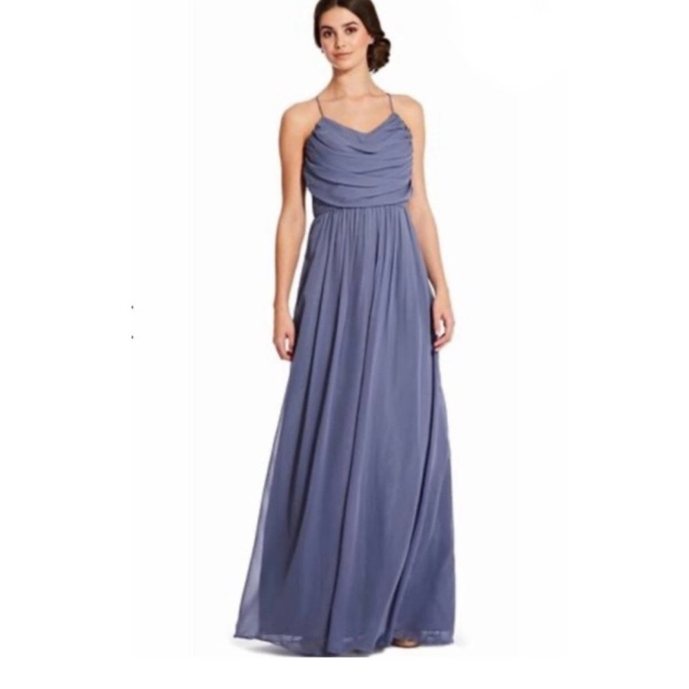 NWT Adrianna Papell Blue Chiffon Bridesmaid Dress Size 2